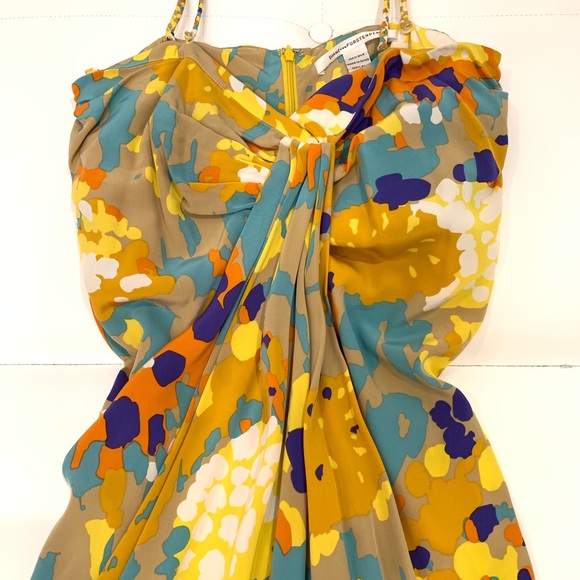 DVF Silk Multicolor Strap Dress Sz 8 - Picture 2 of 4
